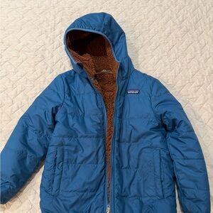 Patagonia Kids Blue Hooded Puffer Jacket